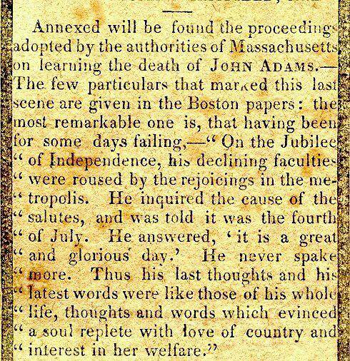 Obituary of John Adams