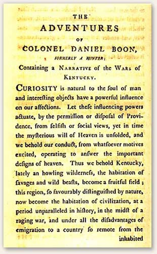 Cover page of The Adventures of Daniel Boone