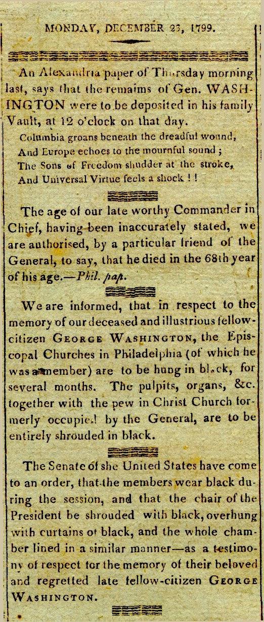 George Washington's Obituary