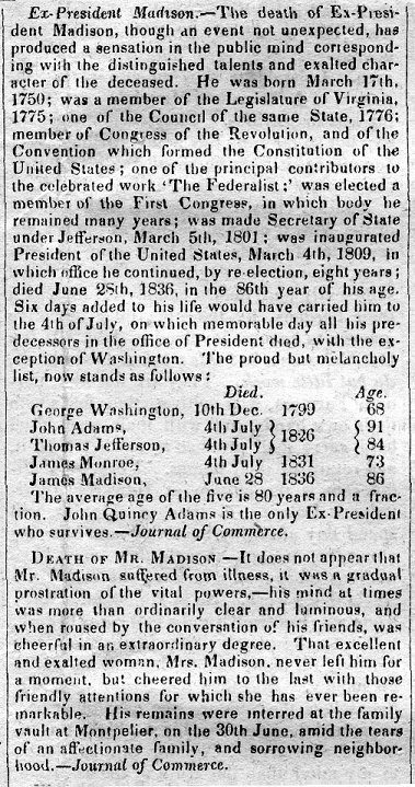 James Madison Obituary