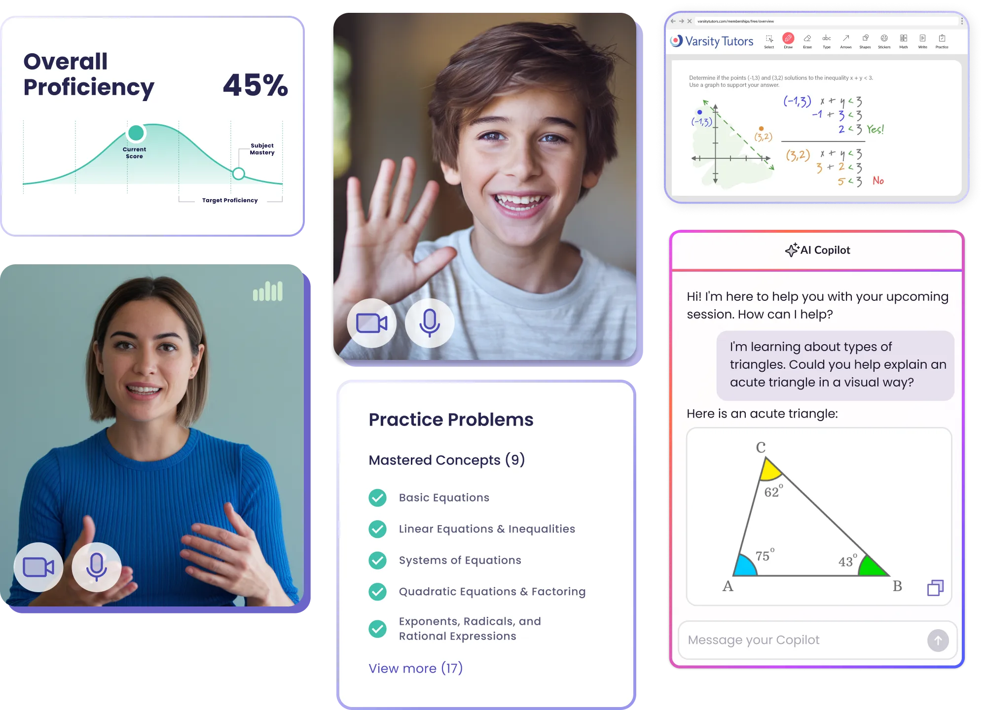 Collage showing tutor and student with supplemental charts